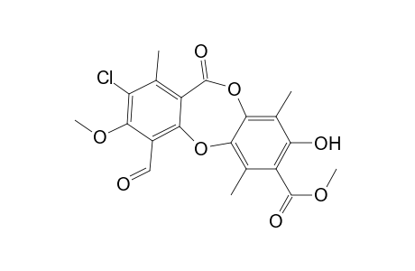 11H-Dibenzo[b,e][1,4]dioxepin-7-carboxylic acid, 2-chloro-4-formyl-8-hydroxy-3-methoxy-1,6,9-trimethyl-11-oxo-, methyl ester