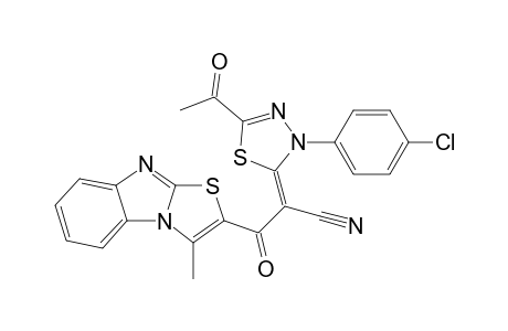 2-[5'-Acetyl-3'-(p-chlorophenyl)-3H-(1,3,4)-thiadiazol-2'-ylidene]-3-(3"-methylthiazolo[3,2-a]benzimidazol-2"-yl)-3-oxopropionitrile