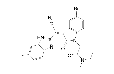 2-[(3Z)-5-bromanyl-3-[cyano-(6-methyl-1H-benzimidazol-2-yl)methylidene]-2-oxidanylidene-indol-1-yl]-N,N-diethyl-ethanamide
