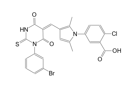 5-{3-[(Z)-(1-(3-bromophenyl)-4,6-dioxo-2-thioxotetrahydro-5(2H)-pyrimidinylidene)methyl]-2,5-dimethyl-1H-pyrrol-1-yl}-2-chlorobenzoic acid