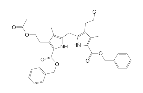 1H-Pyrrole-2-carboxylic acid, 3-[2-(acetyloxy)ethyl]-5-[[3-(2-chloroethyl)-4-methyl-5-[(phenylmetho xy)carbonyl]-1H-pyrrol-2-yl]methyl]-4-methyl-, phenylmethyl ester