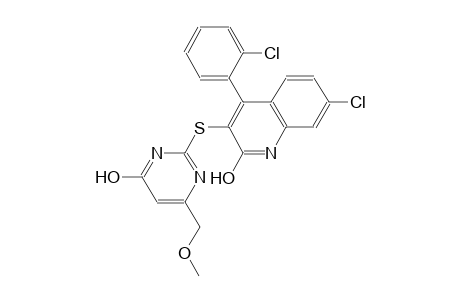 7-chloro-4-(2-chlorophenyl)-3-{[4-hydroxy-6-(methoxymethyl)-2-pyrimidinyl]sulfanyl}-2-quinolinol
