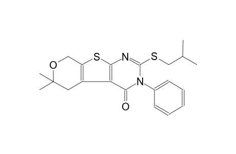 2-(isobutylsulfanyl)-6,6-dimethyl-3-phenyl-3,5,6,8-tetrahydro-4H-pyrano[4',3':4,5]thieno[2,3-d]pyrimidin-4-one