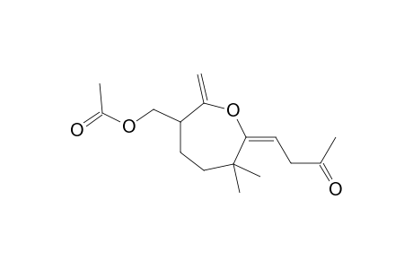 Acetic acid, 6,6-dimethyl-2-methylene-7-(3-oxobutylidene)oxepan-3-ylmethyl ester