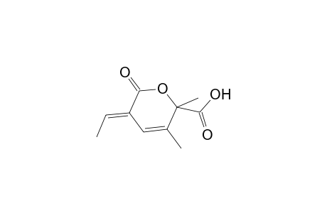 2H-Pyran-2-carboxylic acid, 5-ethylidene-5,6-dihydro-2,3-dimethyl-6-oxo-, [S-(E)]-