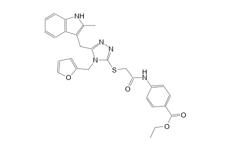 ethyl 4-{[({4-(2-furylmethyl)-5-[(2-methyl-1H-indol-3-yl)methyl]-4H-1,2,4-triazol-3-yl}sulfanyl)acetyl]amino}benzoate