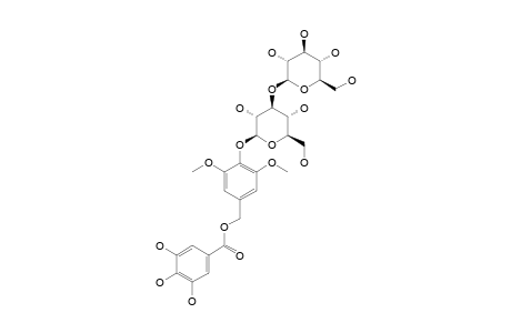 SYMCOMOSIDE-B;[1-[(3,4,5-TRIHYDROXYBENZOYLOXY)-METHYL]-3,5-DIMETHOXYPHENYL-4-OXY-O-BETA-D-GLUCOPYRANOSYL-(1->3)-4-O-BETA-D-GLUCOPYRANOSIDE]