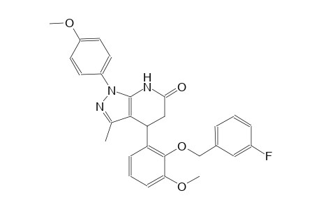 6H-pyrazolo[3,4-b]pyridin-6-one, 4-[2-[(3-fluorophenyl)methoxy]-3-methoxyphenyl]-1,4,5,7-tetrahydro-1-(4-methoxyphenyl)-3-methyl-