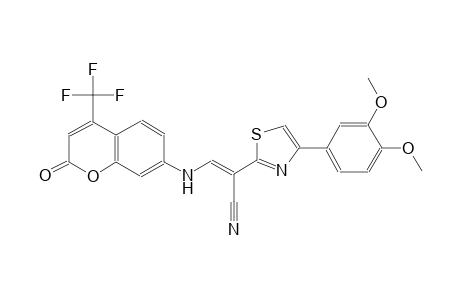 (2E)-2-[4-(3,4-dimethoxyphenyl)-1,3-thiazol-2-yl]-3-{[2-oxo-4-(trifluoromethyl)-2H-chromen-7-yl]amino}-2-propenenitrile