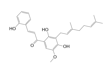 2-Propen-1-one, 1-[3-(3,7-dimethyl-2,6-octadienyl)-2,4-dihydroxy-5-methoxyphenyl]-3-(2-hydroxyphenyl)-, (E,E)-
