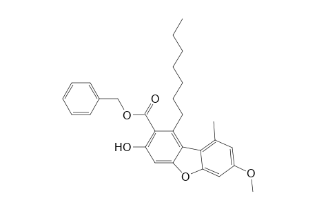 2-Dibenzofurancarboxylic acid, 1-heptyl-3-hydroxy-7-methoxy-9-methyl-, phenylmethyl ester