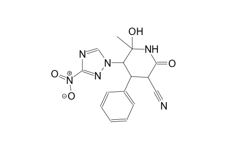 6-hydroxy-6-methyl-5-(3-nitro-1H-1,2,4-triazol-1-yl)-2-oxo-4-phenyl-3-piperidinecarbonitrile