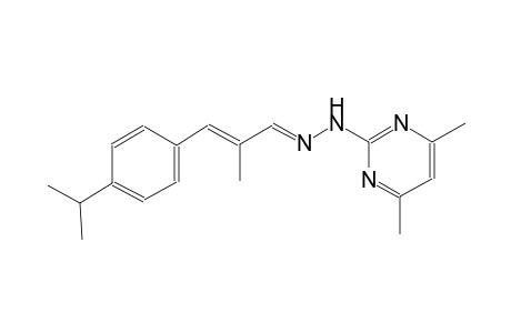 (1E,2E)-3-(4-isopropylphenyl)-2-methyl-2-propenal (4,6-dimethyl-2-pyrimidinyl)hydrazone