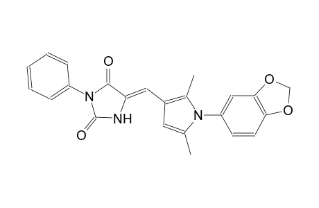 (5Z)-5-{[1-(1,3-benzodioxol-5-yl)-2,5-dimethyl-1H-pyrrol-3-yl]methylene}-3-phenyl-2,4-imidazolidinedione