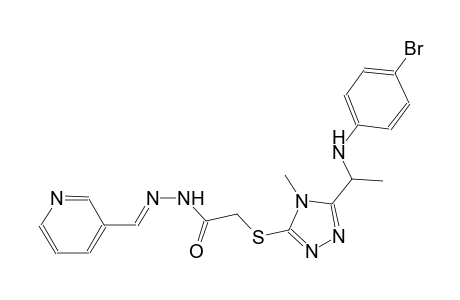 2-({5-[1-(4-bromoanilino)ethyl]-4-methyl-4H-1,2,4-triazol-3-yl}sulfanyl)-N'-[(E)-3-pyridinylmethylidene]acetohydrazide