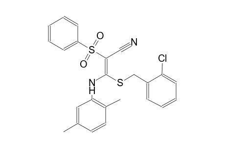 2-propenenitrile, 3-[[(2-chlorophenyl)methyl]thio]-3-[(2,5-dimethylphenyl)amino]-2-(phenylsulfonyl)-, (2E)-