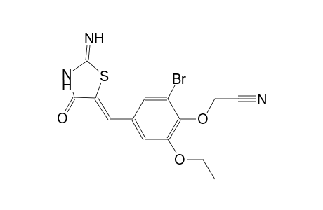 {2-bromo-6-ethoxy-4-[(Z)-(2-imino-4-oxo-1,3-thiazolidin-5-ylidene)methyl]phenoxy}acetonitrile
