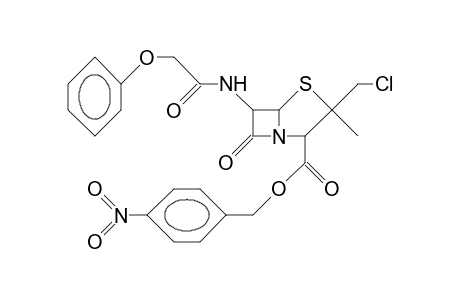 6b-Phenoxyacetamido-2a-methyl-2b-chloromethyl-penamic 3-acid, P-nitro-benzyl ester