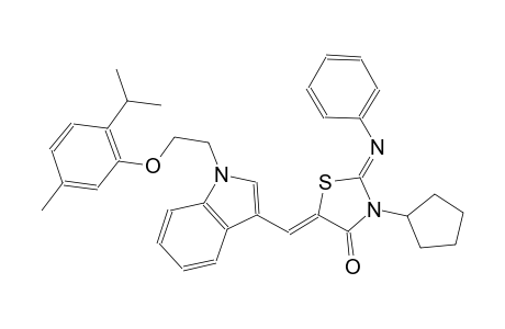 (2Z,5Z)-3-cyclopentyl-5-({1-[2-(2-isopropyl-5-methylphenoxy)ethyl]-1H-indol-3-yl}methylene)-2-(phenylimino)-1,3-thiazolidin-4-one