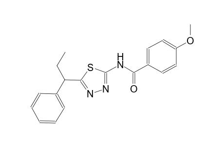 4-methoxy-N-[5-(1-phenylpropyl)-1,3,4-thiadiazol-2-yl]benzamide