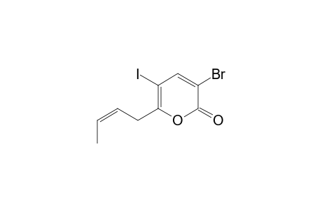 3-Bromo-6-[(Z)-2'-butenyl]-5-iodo-2(2H)-pyranone