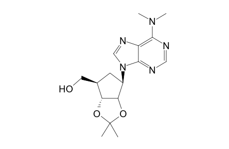 (+-)-9-[.beta.-(2.alpha.,3.alpha.-Di-O-isopropylidene-4.beta.-(hydroxymethyl)cyclopentyl)-6-(dimethyltamino)purine