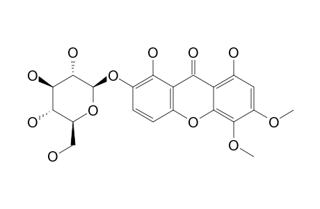 TRIPTEXANTHOSIDE-C;1,2,8-TRIHYDROXY-5,6-DIMETHOXYXANTHONE-2-O-BETA-D-GLUCOPYRANOSIDE