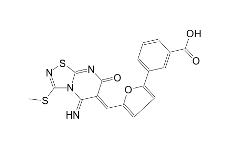 3-{5-[(Z)-(5-imino-3-(methylsulfanyl)-7-oxo-5H-[1,2,4]thiadiazolo[4,5-a]pyrimidin-6(7H)-ylidene)methyl]-2-furyl}benzoic acid