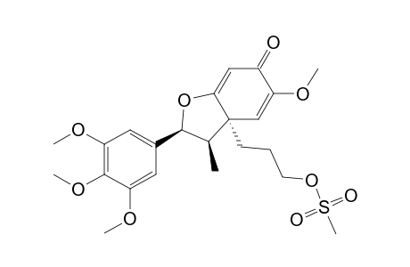 6(2H)-Benzofuranone, 3,3a-dihydro-5-methoxy-3-methyl-3a-[3-[(methylsulfonyl)oxy]propyl]-2- (3,4,5-trimethoxyphenyl)-, (2.alpha.,3.alpha.,3a.beta.)-(.+-.)-