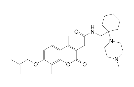2H-1-benzopyran-3-acetamide, 4,8-dimethyl-N-[[1-(4-methyl-1-piperazinyl)cyclohexyl]methyl]-7-[(2-methyl-2-propenyl)oxy]-2-oxo-
