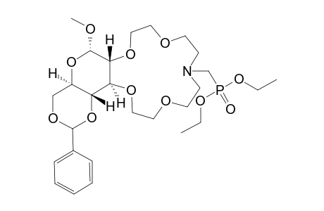 1-O-Methyl-4,6-O-benzylidene-2,3-dideoxy-.alpha.,D-glucopyranosido[2,3-h]-N-(O,O-diethylphosphonomethyl)-1,4,7,10-tetraoxa-13-azacyclopentadecane