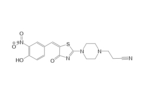 3-{4-[(5E)-5-(4-hydroxy-3-nitrobenzylidene)-4-oxo-4,5-dihydro-1,3-thiazol-2-yl]-1-piperazinyl}propanenitrile