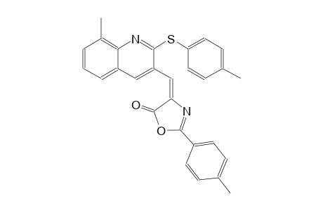 5(4H)-oxazolone, 4-[[8-methyl-2-[(4-methylphenyl)thio]-3-quinolinyl]methylene]-2-(4-methylphenyl)-, (4E)-