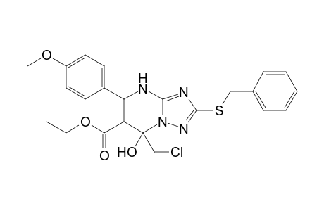Ethyl 7-hydroxy-7-chloromethyl-5-(4-methoxyphenyl)-2-benzylthio-4,5,6,7-tetrahydro-1,2,4-triazolo[1.5-a]pyrimidine-6-carboxylate