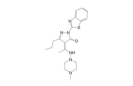 3H-pyrazol-3-one, 2-(2-benzothiazolyl)-2,4-dihydro-4-[1-[(4-methyl-1-piperazinyl)amino]ethylidene]-5-propyl-, (4Z)-