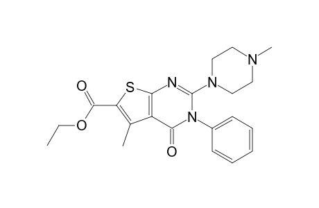 Ethyl 3,4-dihydro-5-methyl-2-(4-methylpiperazin-1-yl)-4-oxo-3-phenylthieno[2,3-d]pyrimidine-6-carboxylate