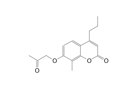 2H-1-benzopyran-2-one, 8-methyl-7-(2-oxopropoxy)-4-propyl-