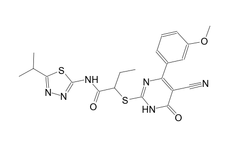2-{[5-cyano-4-(3-methoxyphenyl)-6-oxo-1,6-dihydro-2-pyrimidinyl]sulfanyl}-N-(5-isopropyl-1,3,4-thiadiazol-2-yl)butanamide