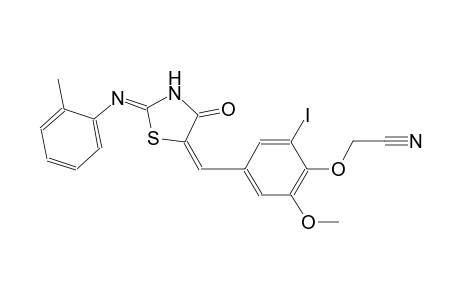 [2-iodo-6-methoxy-4-((E)-{(2Z)-2-[(2-methylphenyl)imino]-4-oxo-1,3-thiazolidin-5-ylidene}methyl)phenoxy]acetonitrile