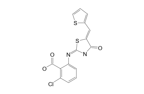 2-(4-OXO-5-(2-THIENYLIDENE)-THIAZOLIDIN-2-YLIDENEAMINO)-3-CHLOROBENZOIC-ACID