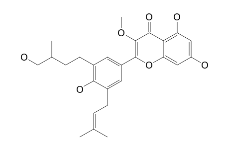 DODOVISCIN_H;2-[3-(4-HYDROXY-3-METHYLBUTYL)-5-(3-METHYL-2-BUTEN-1-YL)-4-HYDROXYPHENYL]-3-METHOXY-5,7-DIHYDROXY-4-H-1-BENZOPYRAN-4-ONE