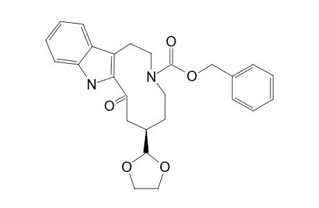 3-BENZYLOXYCARBONYL-6-[2-(1,3-DIOXOLANYL)]-2,3,4,5,6,7-HEXAHYDRO-1-H-AZECINO-[5.4-B]-INDOL-8-(9-H)-ONE