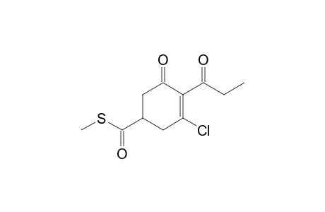 3-Cyclohexene-1-carbothioic acid, 3-chloro-5-oxo-4-(1-oxopropyl)-,S-methyl ester
