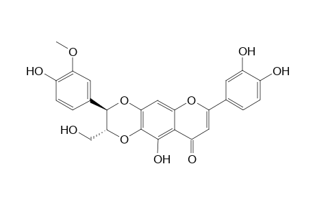 Scutellaprosin F [(2R*,3R*)-5-Hydroxy-2-(4-hydroxy-3-methoxyphenyl)-3-hydroxymethyl-8-(3,4-dihydroxyphenyl)-2,3-dihydro-6H-1,4-dioxino[2,3-g]chromene-6-one]