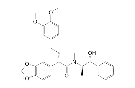 (+)-[2S,1'S,2'S]-N-(2'-Hydroxy-1'-methyl-2'-phenylethyl)-N-methyl-4-(3,4-diimethoxyphenyl)-2-(3,4-methylenedioxyphenyl)butanamide