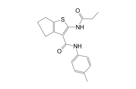 4H-cyclopenta[b]thiophene-3-carboxamide, 5,6-dihydro-N-(4-methylphenyl)-2-[(1-oxopropyl)amino]-