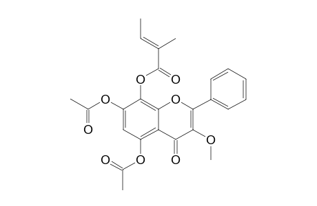5',7'-Diacetoxy-8'-hydroxy-3'-methoxyflavone - 8-O-[(E)-2-Methyl-2-butenoate