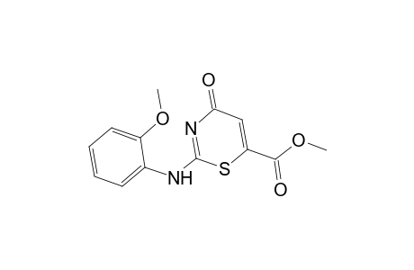 2H-1,3-Thiazine-6-carboxylic acid, 3,4-dihydro-2-[(o-methoxyphenyl)imino]-4-oxo-, methyl ester