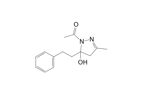 1-Acetyl-4,5-dihydro-5-hydroxy-5-(2-phenylethyl)-3-methylpyrazole