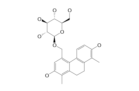 EFFUSIDE-II;7-O-BETA-D-GLUCOPYRANOSYL-1,8-DIMETHYL-2-HYDROXY-5-HYDROXYMETHYL-9,10-DIHYDRO-PHENANTHRENE